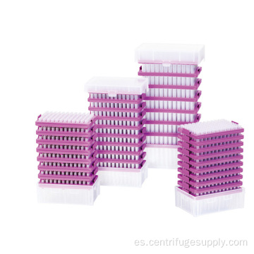 Caja de puntas de pipeta con filtro de plástico de 96 pocillos 10UL